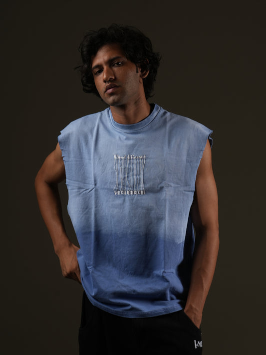 Wired Different Embroidered Tank Blue